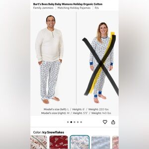 EUC Burt’s Bees Baby Adult Mens Set Icy Snowflake Size XL
